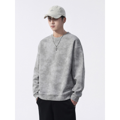 复古卫衣男春秋款新款扎染打底衫宽松美式上衣服男士长袖T恤