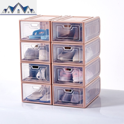 加厚8个装开启鞋盒防尘收纳盒塑料抽屉式鞋柜宿舍收纳省空间 三维工匠收纳柜