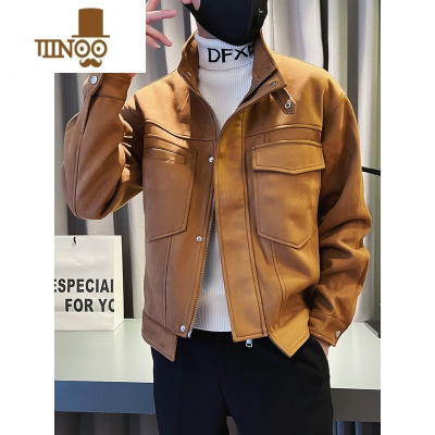 YANXU绒男士高端外套潮牌韩版痞帅新款感冬季立领工装夹克