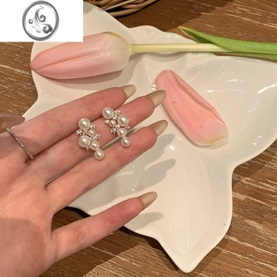 JiMi法式复古气质珍珠耳环小葡萄串通勤耳钉轻奢小众耳饰女无耳洞耳夹