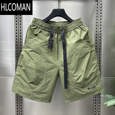 HLCOMAN2025夏季新款工装短裤男潮牌百搭多口袋宽松五分裤青年透气沙滩裤