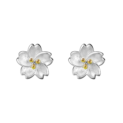 925樱花纯银耳钉女耳环网红气质耳饰小巧简约养耳洞少女心送女朋友老婆情人节七夕生日礼物