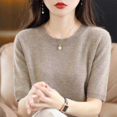 新款针织短袖宽松T恤内搭毛衣非羊绒打底衫春秋夏季短款半袖上衣_857