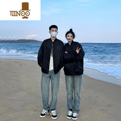 YANXU复古蓝牛仔裤男宽松潮牌网红情侣oversize裤子高街美式直筒工装裤