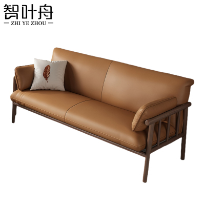 智叶舟实木沙发三人位166*73*77cm张