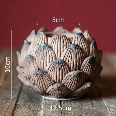 家柏饰(CORATED)莲花座烛台复古艺术桌面装饰摆件庭院花园酥油灯佛灯 莲花烛台(棕色大)