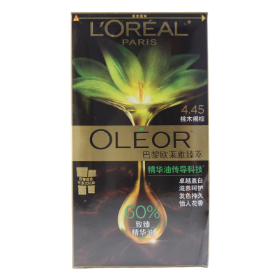 欧莱雅(LOREAL)臻萃精华油染发霜 4.45 桃木褐棕(植萃精华油 无氨水遮盖白发 花香型)