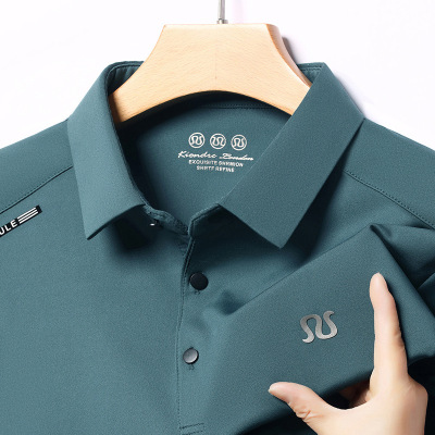 男装长袖polo衫春秋款商务休闲中年爸爸宽松翻领T恤上衣