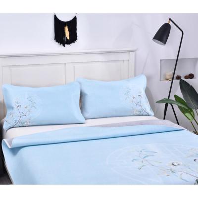 美帮汇彩绘牛皮席软席头层水牛皮凉席1.8 1.5米三件套辛夷花开