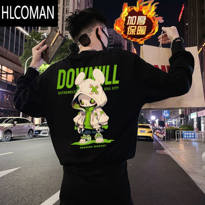 HLCOMAN欧洲站新款卫衣男欧货潮牌T恤修身墨镜小熊印花上衣长袖男