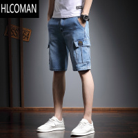 HLCOMAN潮牌牛仔短裤男夏季薄款五分韩版潮流百搭男士外穿休闲工装中裤子