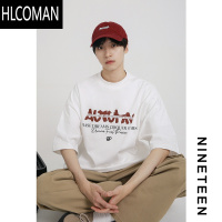 HLCOMAN/2025夏装新款美式潮牌印花280g短袖T恤宽松休闲上衣男生