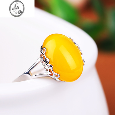 JiMiS925银银戒指空托镶嵌琥珀蜜蜡戒托 7*9 10*14 8*10 11*15 10*13