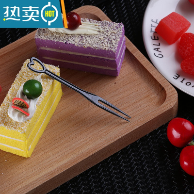 敬平10000支水果叉子单独包装塑料果叉透明独立OK小叉蛋糕果签 简装心型黑色10000支