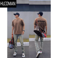 HLCOMAN美系青少年短袖T恤男夏季宽松高街潮牌字母小领口半袖ins