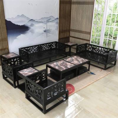 新中式样板房沙发现代中式实木布艺沙发别墅会所禅意家具多色定制