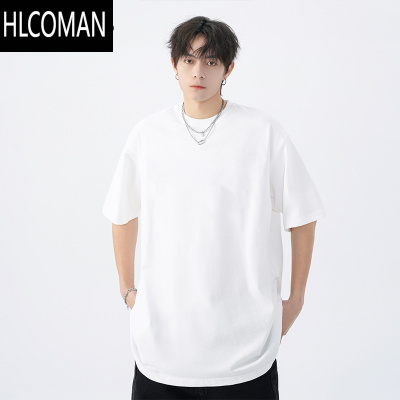 HLCOMAN短袖T恤男260g白色打底衫美式宽松纯色白色体恤