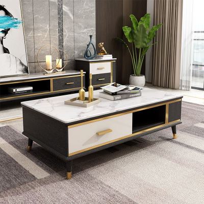 轻奢茶几桌客厅家用电视柜组合后现代简约北欧实木家具仿大理石