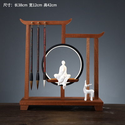 美帮汇新中式笔架毛笔挂笔家学生文房四宝复古挂毛笔实木博古架摆件
