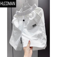 HLCOMAN2025夏季潮流速干运动短裤男士时尚百搭抽绳沙滩裤宽松休闲五分裤