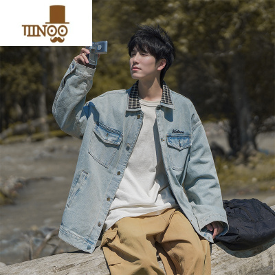 YANXU日系cityboy牛仔衣外套男秋季2023新款翻领复古夹克潮牌痞帅上衣