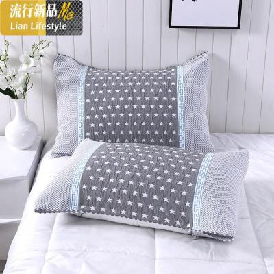 棉纱布枕巾成人情侣枕头巾棉固定式纽扣半包加大一对 三维工匠