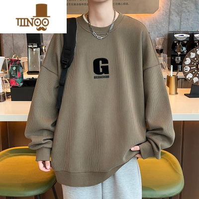 YANXU港风感 圆领卫衣男青少年长袖T恤潮牌上衣休闲宽松外套