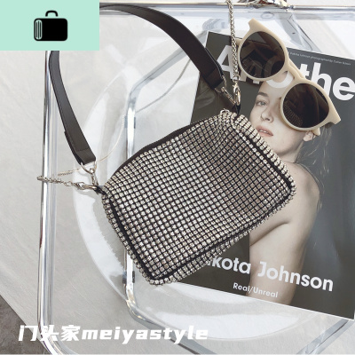 2020夏季新款大王包闪钻包网红手提女包气质链条单肩包水钻斜挎包NEW LAKE 黑色女斜挎包