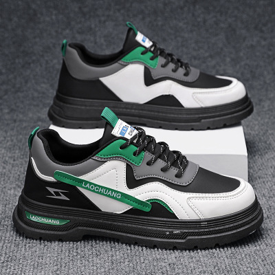 秋季新款男士时尚简约轻便个性平底低帮休闲百搭户外拼色复古潮鞋