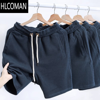 HLCOMAN美式针织休闲短裤男士夏季深蓝色速干透气宽松百搭运动五分裤卫裤