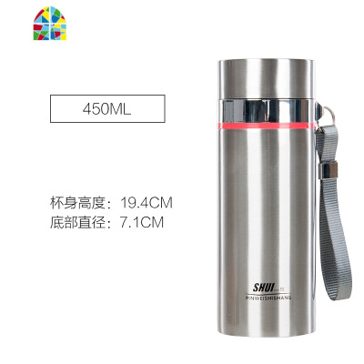 大容量304不锈钢1000ml保温杯双层加厚男士泡茶杯1L车载防漏水杯 FENGHOU 双狮本色加厚550ml+杯套刷