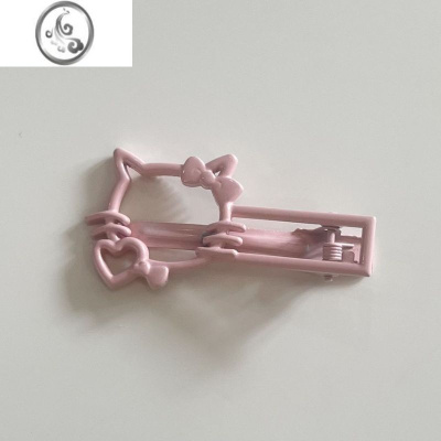 JiMi合金粉粉kt边夹ins桃心少女卡通小猫发夹甜美发饰发卡学生刘海夹