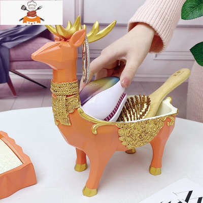 北欧牙签盒个性创意牙签筒家用客厅按压式自动牙签收纳盒牙签罐 敬平 橙鹿收纳盒