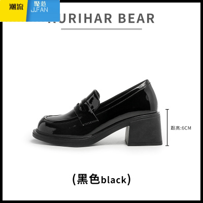 聚范小皮鞋女高跟乐福鞋2024春季新学院风粗跟单鞋jk制服鞋
