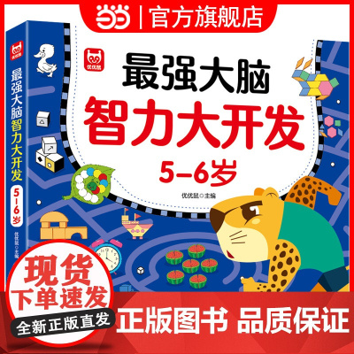 正版童书 大脑智力大开发5-6岁益智游戏书儿童动手动脑数学思维训练幼儿园大班小班中班找规律填空连线认数练习册