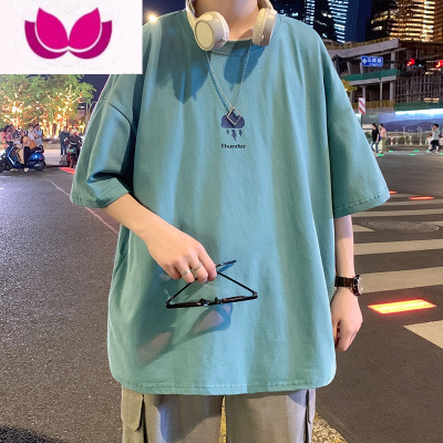 七斓夏季短袖t恤男潮牌宽松港风半袖上衣休闲ins潮流百搭简约大码体恤