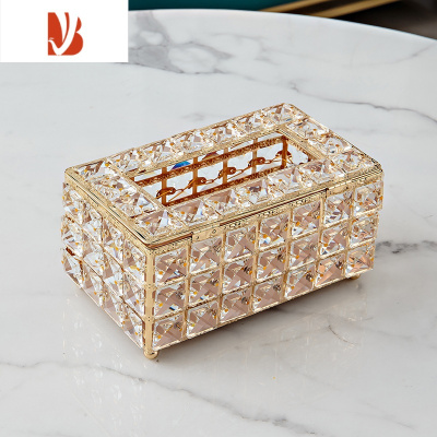 三维工匠轻奢水晶网红纸巾盒托盘客厅茶几纸巾遥控器收纳现代欧式家居饰品 水晶纸巾盒