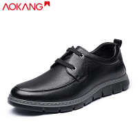 奥康男鞋春秋圆头皮鞋男士牛皮商务休闲鞋系带低帮工作鞋单鞋男