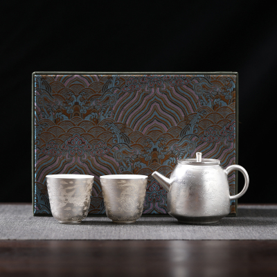 MULTIPOTENT整套功夫茶具鎏银茶具龙凤呈祥1壶2杯套装大师手签可收藏