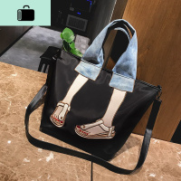 单肩布包包女2020新款潮韩版刺绣时尚百搭斜挎包学生大容量托特包NEW LAKE女士单肩包