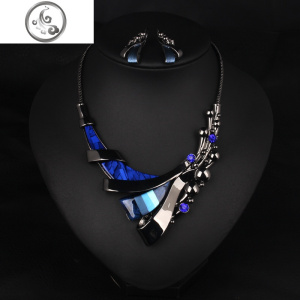 装饰项链女 蓝色时尚百搭夸张饰品锁骨链配饰 JiMi 1#蓝色礼盒装