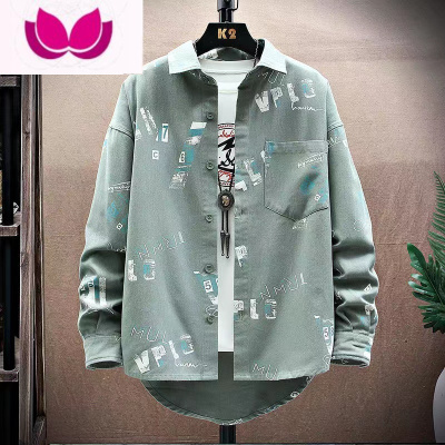 七斓日系印花衬衫男潮牌ins宽松百搭衬衣韩版潮流帅气休闲外套