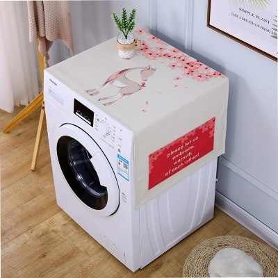 家柏饰(CORATED)北欧简约棉麻冰箱罩防水盖布单双开冰箱巾洗衣机防尘罩微波炉罩 心花鹿放 40*250cm(电视柜)