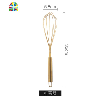 304不锈钢打蛋器手动打发奶油鸡蛋家用烘焙搅拌棒小型 FENGHOU 金色网漏-16cm