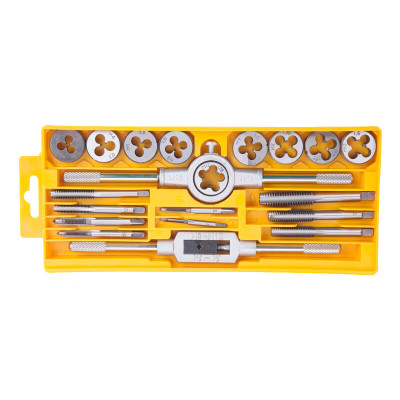 得力 丝锥板牙套装 手用丝攻扳手板牙绞手架 20件套丝锥板牙 DL0028