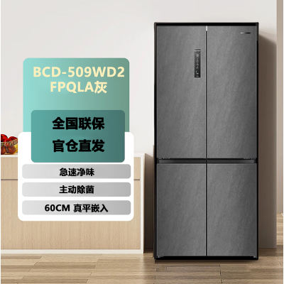 容声 BCD-509WD2FPQLA灰 509升双净十字对开四开门超薄嵌入式电冰箱家用一级能效无霜