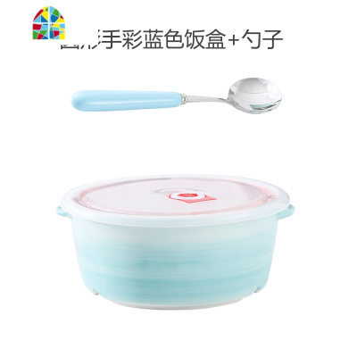 陶瓷饭盒带盖分隔保鲜密封日式便当盒微波炉加热专用分格碗上班族 FENGHOU保鲜盒保鲜盒