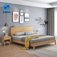 江莱现代橡胶木1.5米床北约风格主卧双人床卧室框架床家具