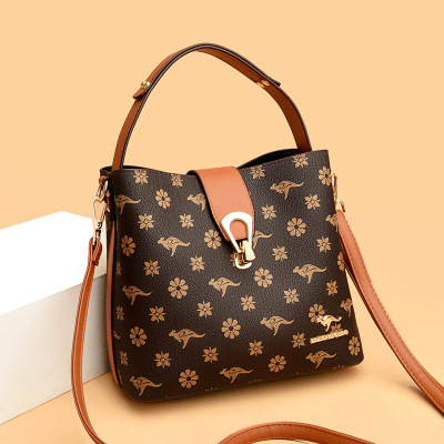 包包女包新款单肩斜挎包女时尚女士印花水桶包手提包