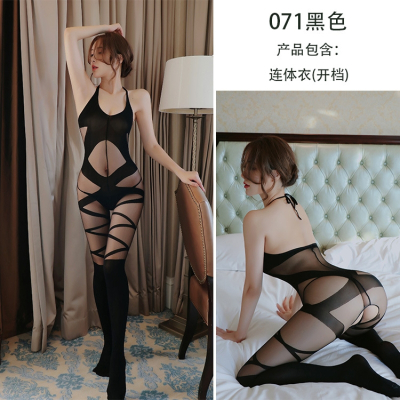长夜漫漫情趣内衣女士性感透明免脱开档连体袜丝袜夜迷离071